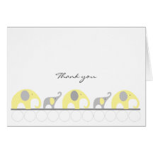 Notes jaunes et grises de Merci de baby shower Carte
