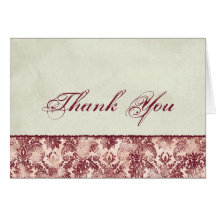 Notes rouges de Merci de Fleur di Lys Damask Carte De Vœux