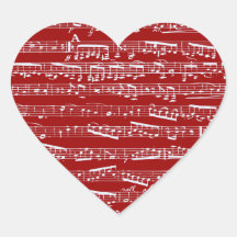 Notes rouges de musique autocollant