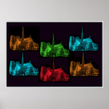 Notre Dame au collage de nuit Posters