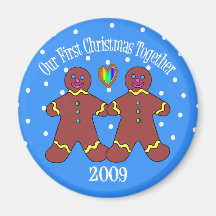 Notre premier Noël ensemble 2009 (hommes de GLBT) Magnets Pour Réfrigérateur