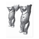 Nounours et coeur, noir/blanc, dos de blanc carte postale