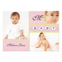 Nouveau faire-part rose de bébé - photo faite sur 