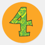 Numéro 4 autocollants ronds