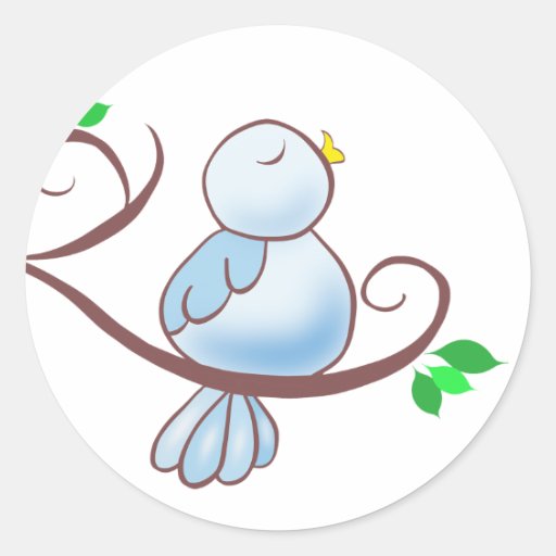 Oiseau bleu heureux adhésif rond