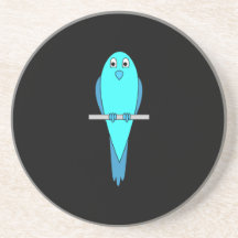 Oiseau bleu mignon. Perruche. Noir Dessous De Verre