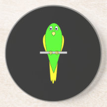 Oiseau jaune et vert. Perruche. Noir Dessous De Verre