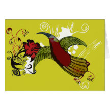 Oiseau vert de vecteur cartes de vœux