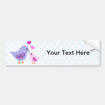 Oiseaux roses et pourpres mignons de mère et d'enf autocollant pour voiture