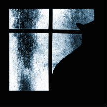 Oktober duscht Katzen-Silhouette am Fenster-Blau Foto Ausschnitt