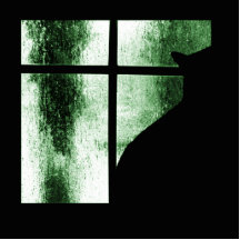 Oktober duscht Katzen-Silhouette am Fenster-Grün Foto Figur