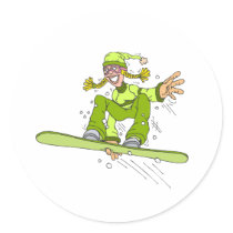 Olivgrünes Snowboard-Mädchen