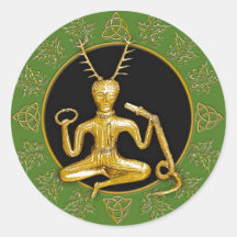 Or Cernunnos, houx, et Tri-quatra #12 - autocollan