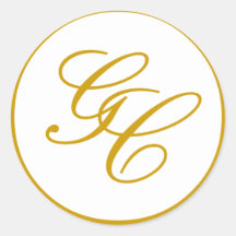 Or élégant de monogramme et autocollant blanc de m