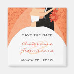 Orange Braut-und Bräutigam-Save the Date Magneten