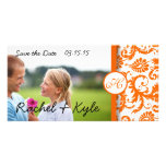 Orange Damast-Wirbels-Save the Date Foto Bild Karte