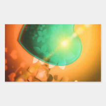 Orange espiègle romantique Teal d'amour de fractal Autocollant En Rectangle