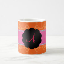 Orange Retro Kreise des Monogramms Kaffeetassen