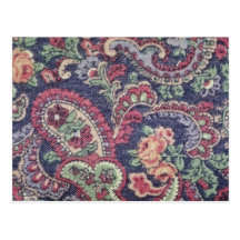 Orange rosa, weiße und grüne Blumen mit Paisley Postkarten
