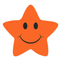 Orange Stern-Smiley-Aufkleber
