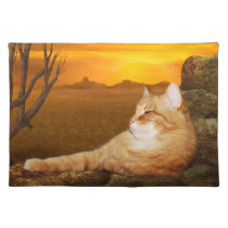 Orange Tabby lazes in der Sonne tischsets