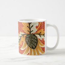 Orange und schwarzes Vintages Blumen Teetasse