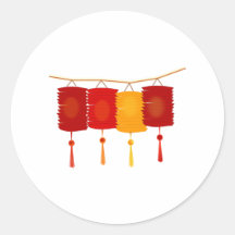 Oriental Party Lights Round Sticker
