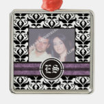 Ornement noir et blanc de photo de mariage damassé