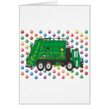 ornements de camion à ordures carte de vœux