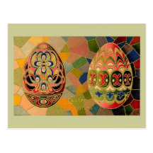 Ostern-Grüße mit gemalten Eiern Postkarten
