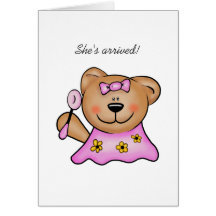 Ours de nounours mignon de bébé dans le rose cartes de vœux