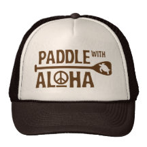Paddel mit Aloha Brown-Fernlastfahrer-Hut Netzmützen