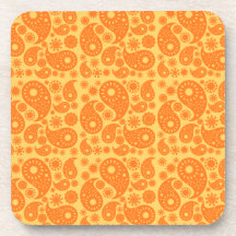 Paisley orange dessous-de-verre