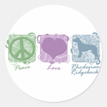 Paix, amour, et Rhodesian en pastel Ridgebacks Autocollants Ronds