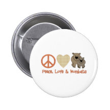 Paix, &amp d'amour ; Wombats Badge Avec Épingle
