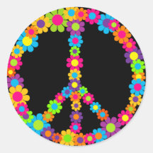 Paix de flower power autocollant