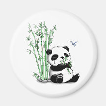 Panda, der Bambus isst Magnete
