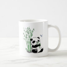 Panda, der Bambus isst Teehaferl