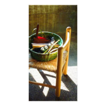 Panier avec des instruments de jouet cartes de vœux avec photo