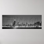 Panoramisches Plakat der Chicago-Skyline nachts