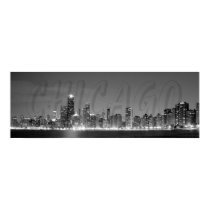Panoramisches Plakat der Chicago-Skyline nachts poster
