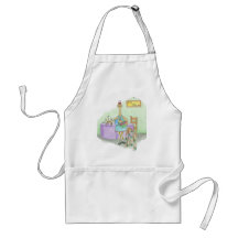 Paon dans le tablier de cuisine