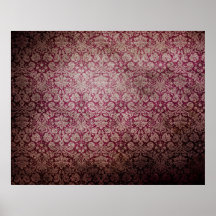 Papier peint grunge rose foncé de damassé poster