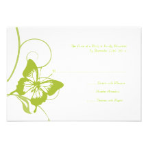 Papillon blanc et vert épousant RSVP Invitations