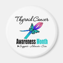 Papillon de mois de conscience de cancer de la thy magnets