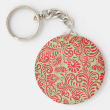 Papillon rouge et vert porte-clés