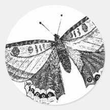 Papillon vintage autocollant rond