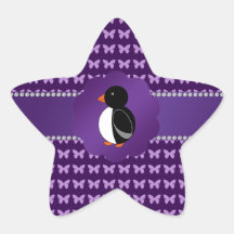 Papillons de fantaisie de pourpre de pingouin adhésif