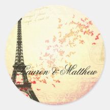 Paris dans l'amour - Tour Eiffel Autocollant Rond