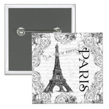Paris-Eiffelturm und -rollen Anstecknadelbutton